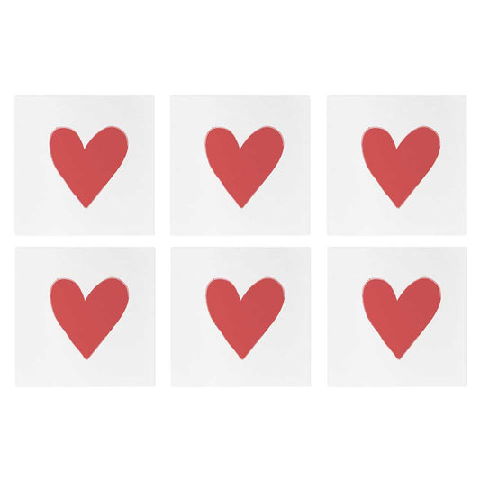 Hearts Cocktail Napkins (Pack of 20) - Set of 6