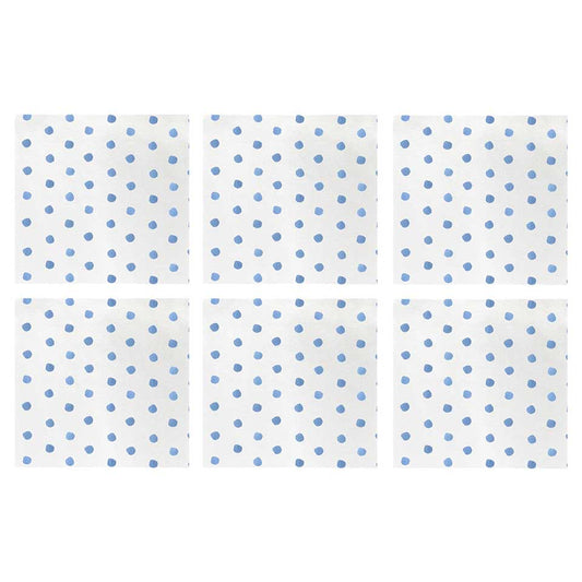 Dot Light Blue Cocktail Napkins (Pack of 20) - Set of 6