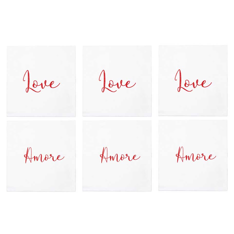 Love/Amore Cocktail Napkins (Pack of 20) - Set of 6