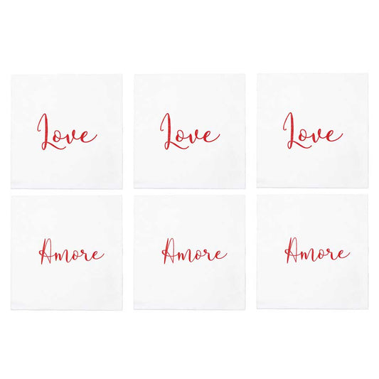 Love/Amore Cocktail Napkins (Pack of 20) - Set of 6