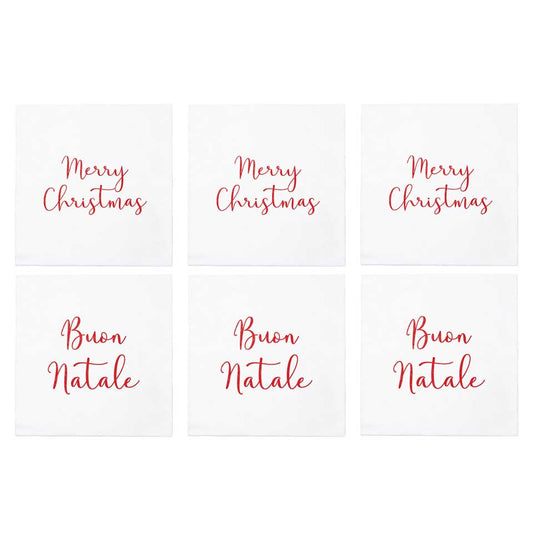 Merry Christmas/Buon Natale Cocktail Napkins (Pack of 20) - Set of 6
