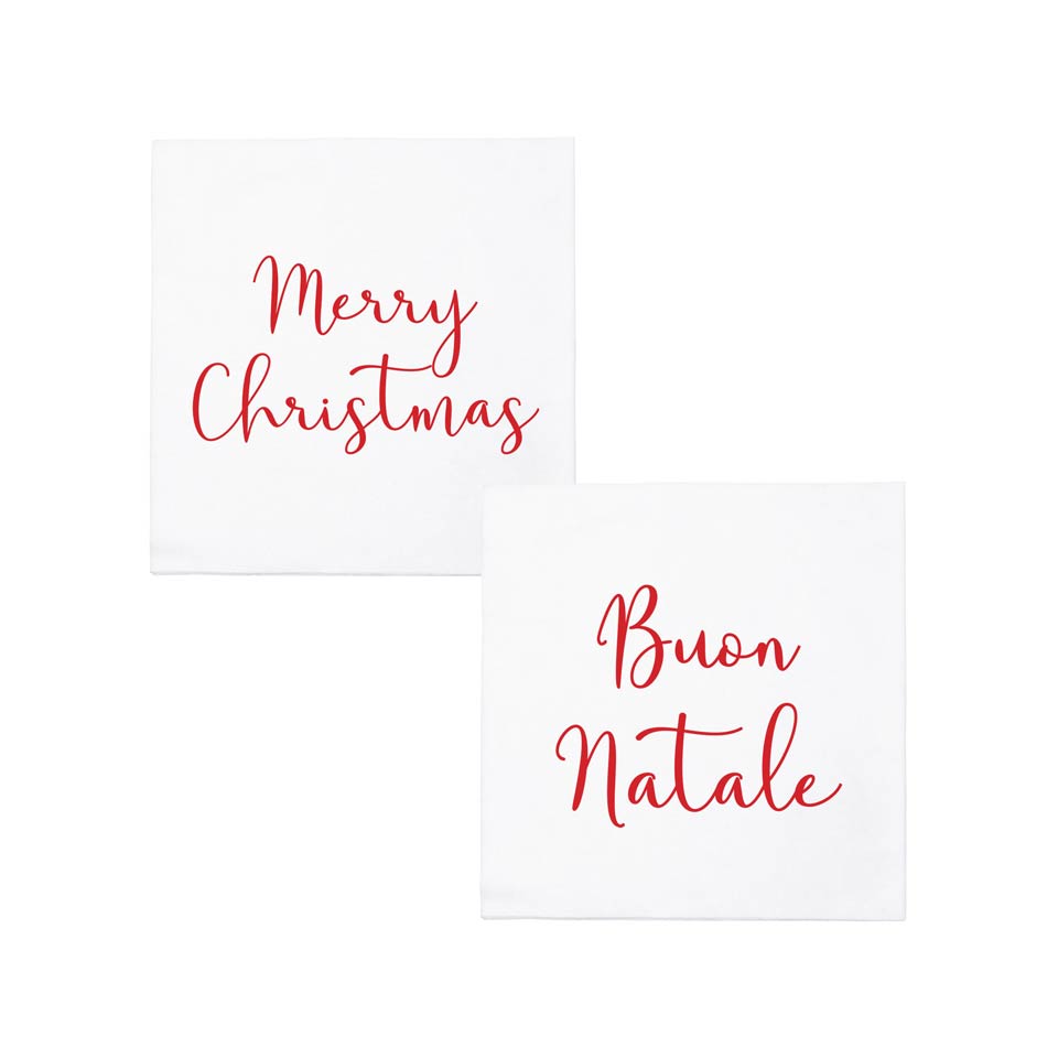 Merry Christmas/Buon Natale Cocktail Napkins (Pack of 20)
