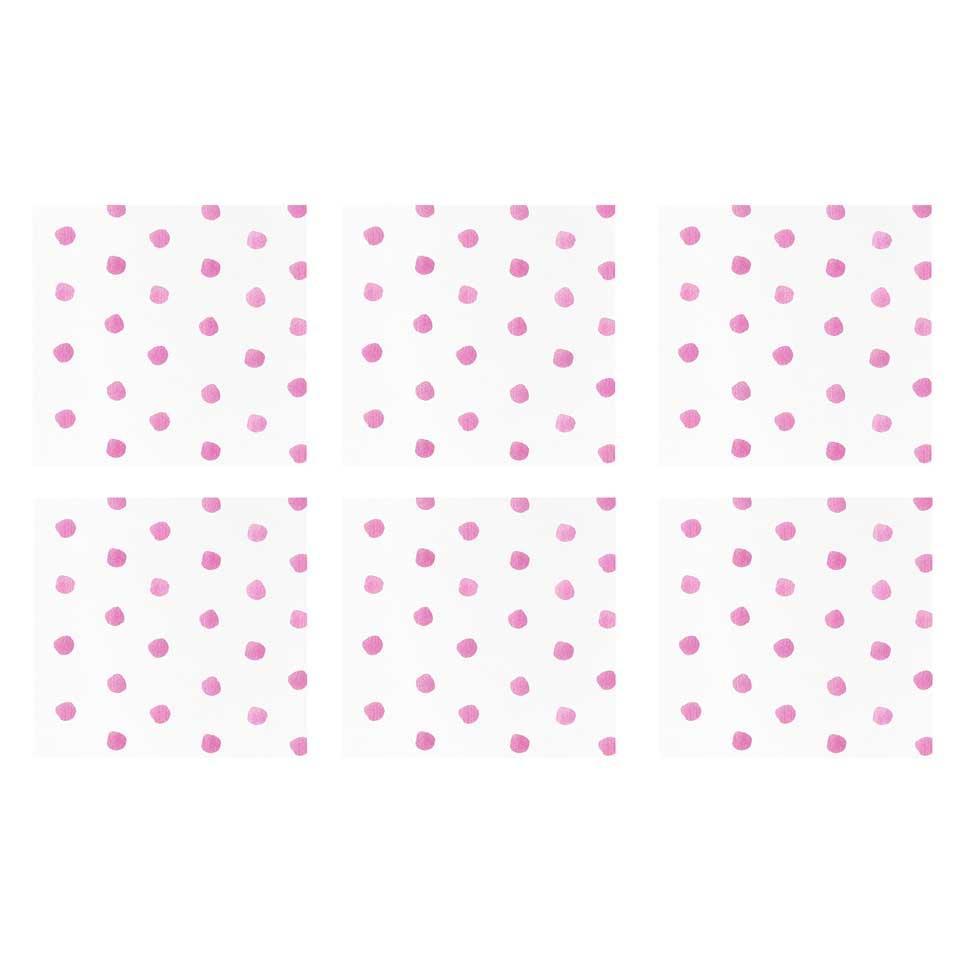 Dot Pink Cocktail Napkins (Pack of 20) - Set of 6