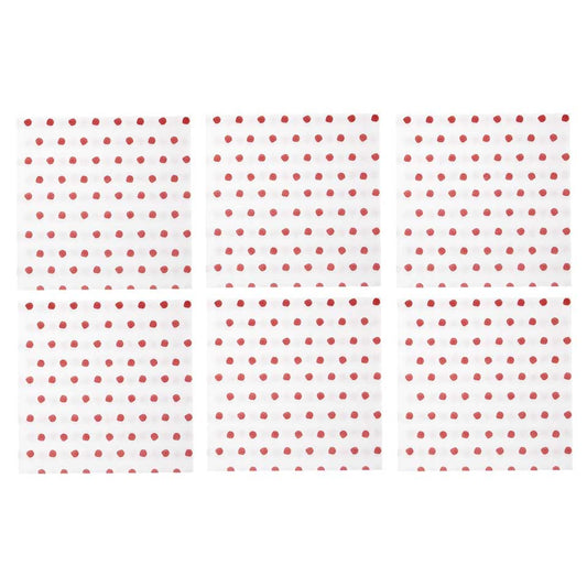 Dot Red Cocktail Napkins (Pack of 20) - Set of 6