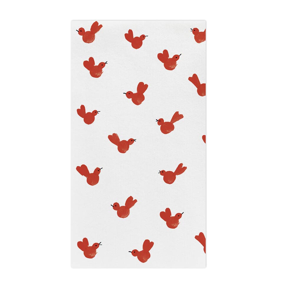 Red Bird Guest Towels (Pack of 20)