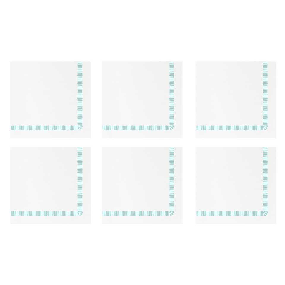 Fringe Aqua Cocktail Napkins (Pack of 20) - Set of 6