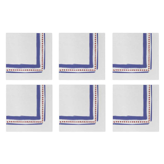 Campagna Blue Cocktail Napkins (Pack of 20) - Set of 6