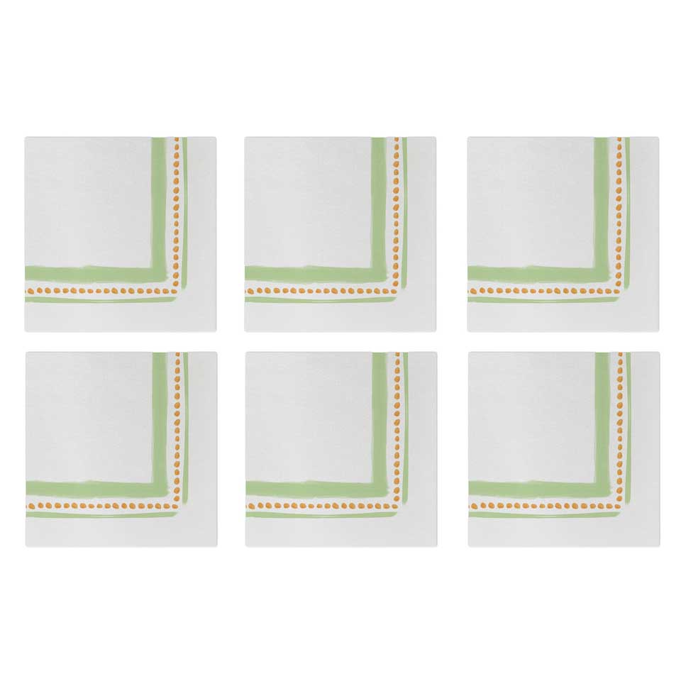 Campagna Green Cocktail Napkins (Pack of 20) - Set of 6