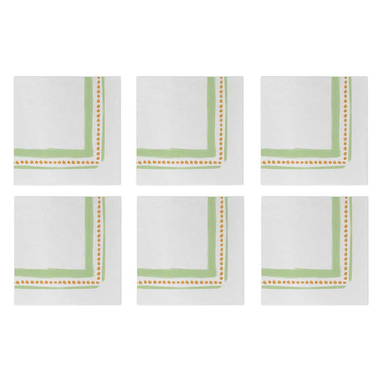 Campagna Green Cocktail Napkins (Pack of 20) - Set of 6