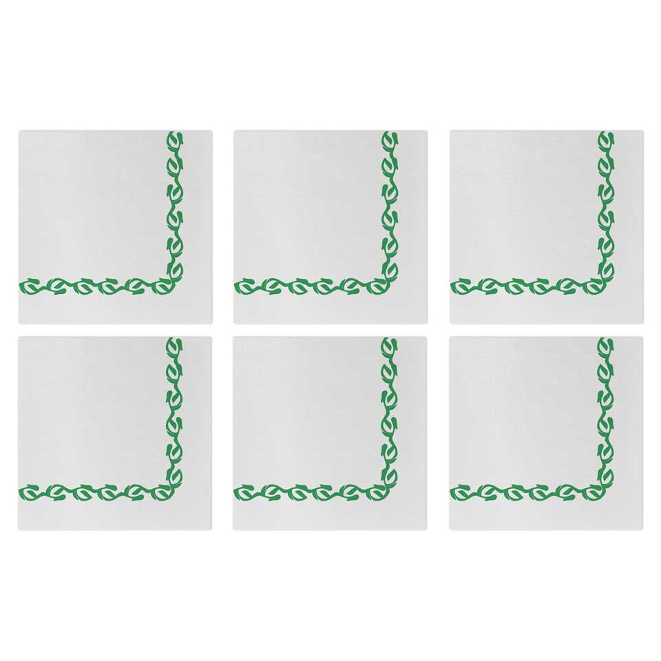 Florentine Green Cocktail Napkins (Pack of 20) - Set of 6