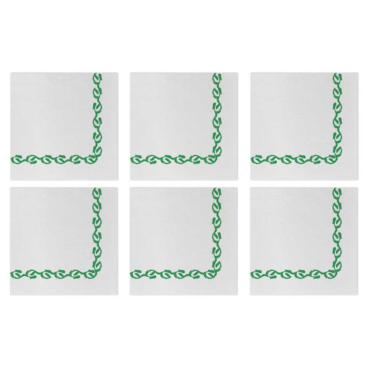 Florentine Green Cocktail Napkins (Pack of 20) - Set of 6