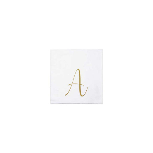 Gold Monogram Cocktail Napkins - A (Pack of 20)