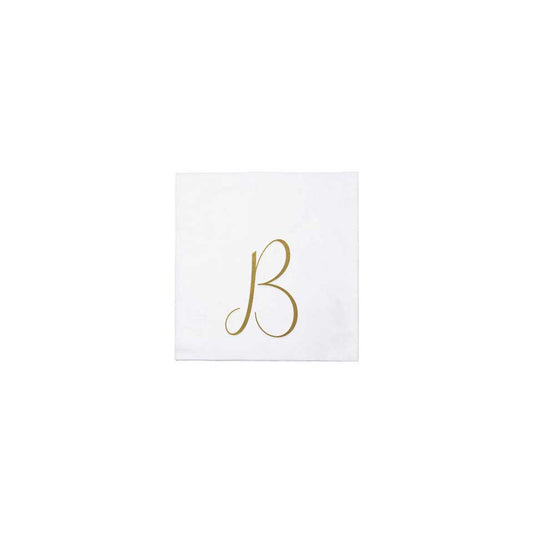 Gold Monogram Cocktail Napkins - B (Pack of 20)
