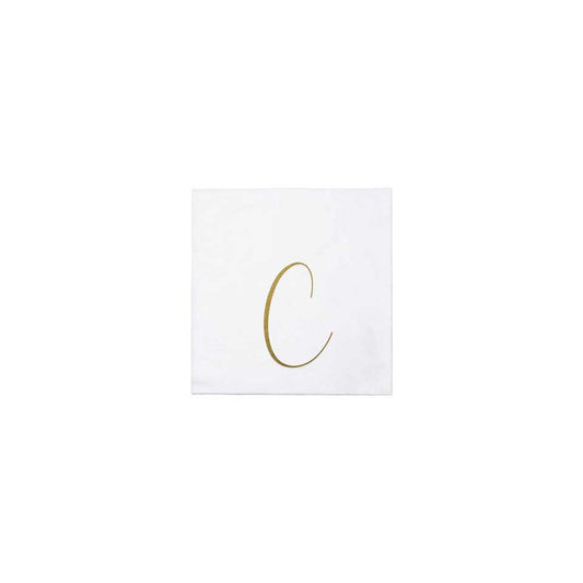 Gold Monogram Cocktail Napkins - C (Pack of 20)