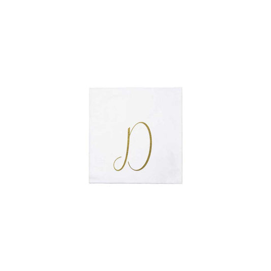 Gold Monogram Cocktail Napkins - D (Pack of 20)