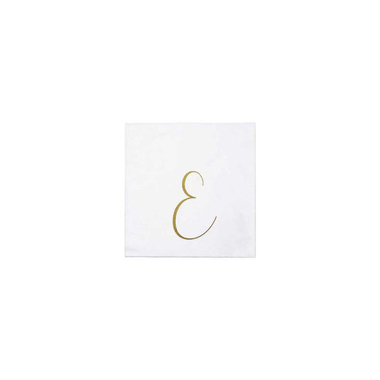 Gold Monogram Cocktail Napkins - E (Pack of 20)