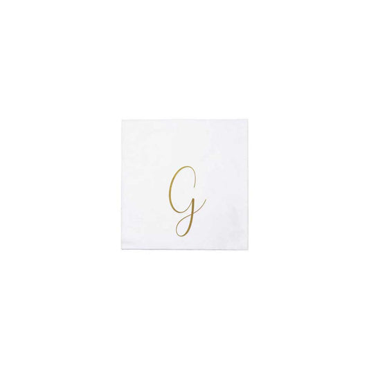 Gold Monogram Cocktail Napkins - G (Pack of 20)