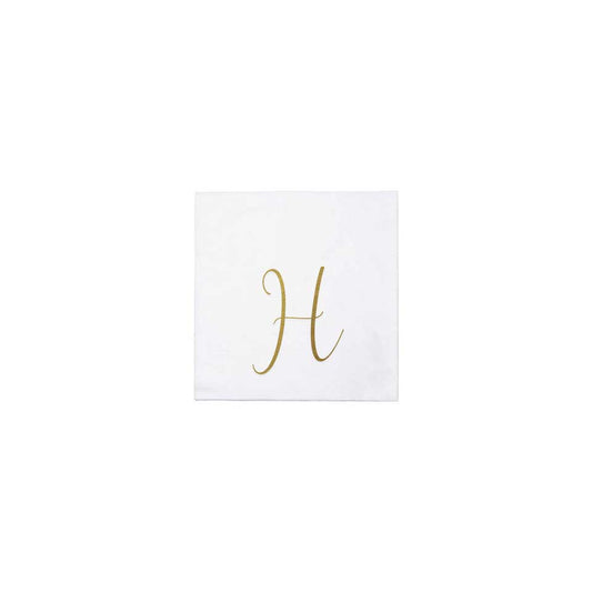 Gold Monogram Cocktail Napkins - H (Pack of 20)