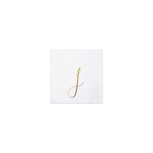 Gold Monogram Cocktail Napkins - J (Pack of 20)