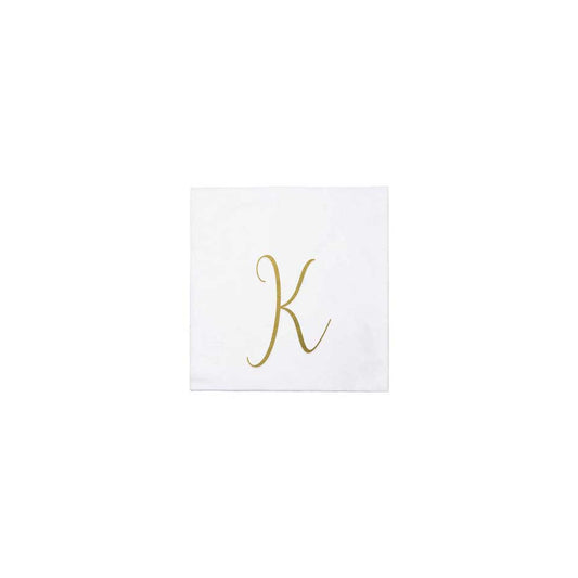 Gold Monogram Cocktail Napkins - K (Pack of 20)