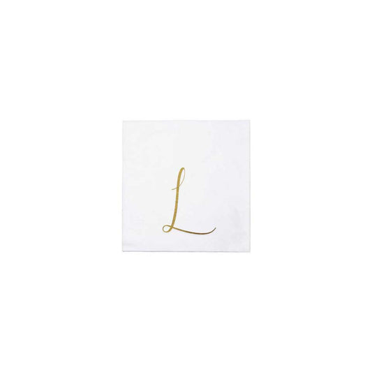 Gold Monogram Cocktail Napkins - L (Pack of 20)