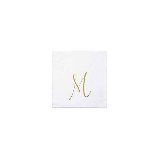 Gold Monogram Cocktail Napkins - M (Pack of 20)