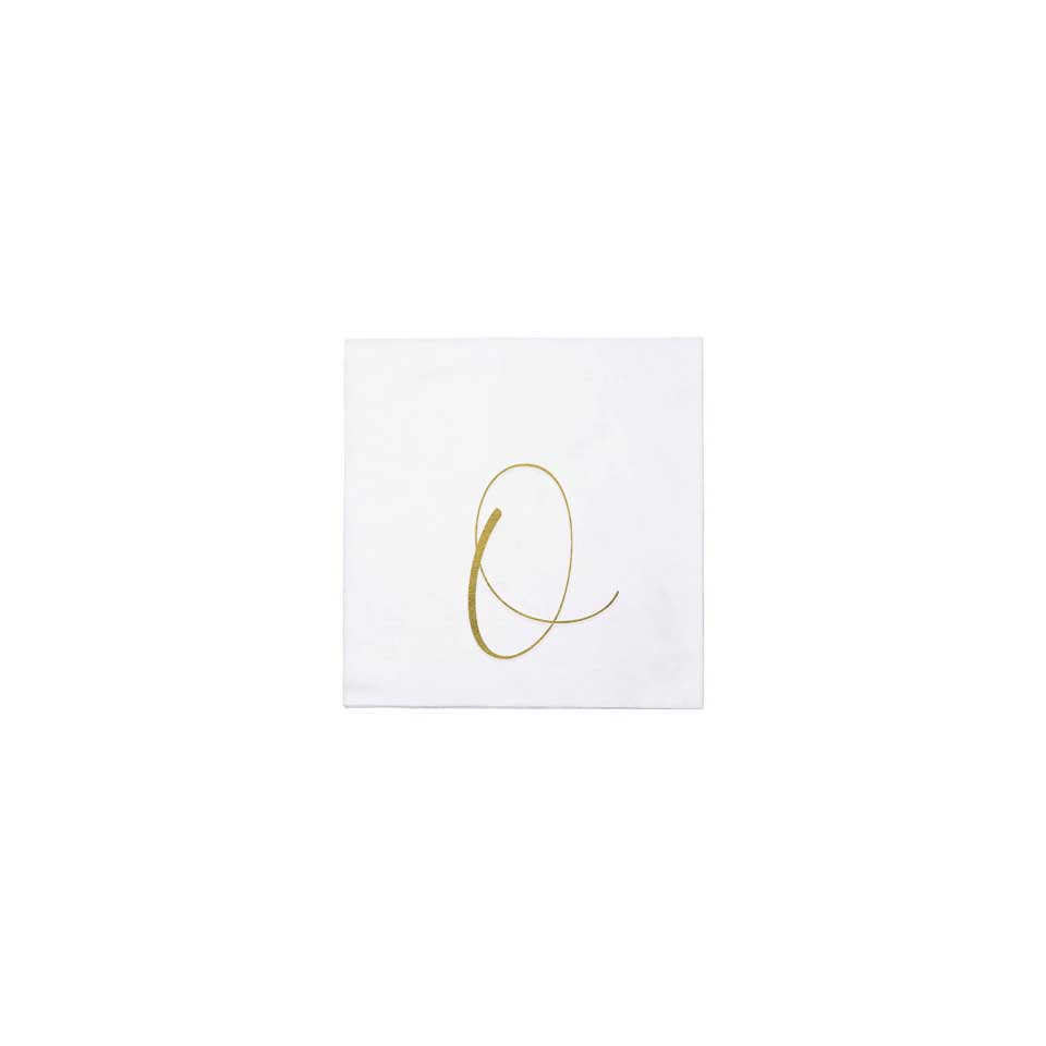 Gold Monogram Cocktail Napkins - O (Pack of 20)