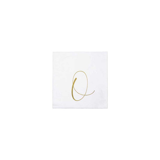 Gold Monogram Cocktail Napkins - O (Pack of 20)
