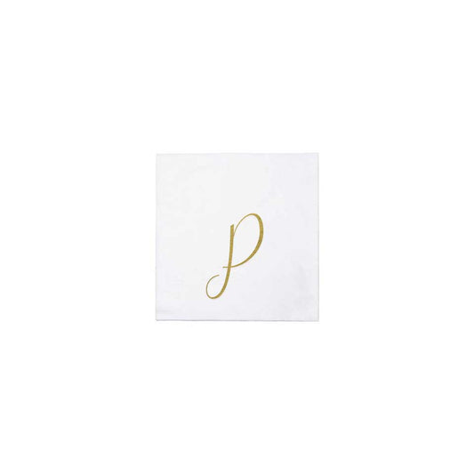 Gold Monogram Cocktail Napkins - P (Pack of 20)