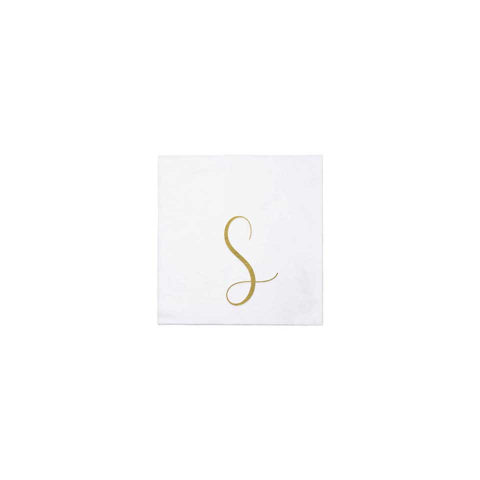 Gold Monogram Cocktail Napkins - S (Pack of 20)