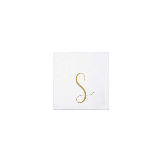 Gold Monogram Cocktail Napkins - S (Pack of 20)