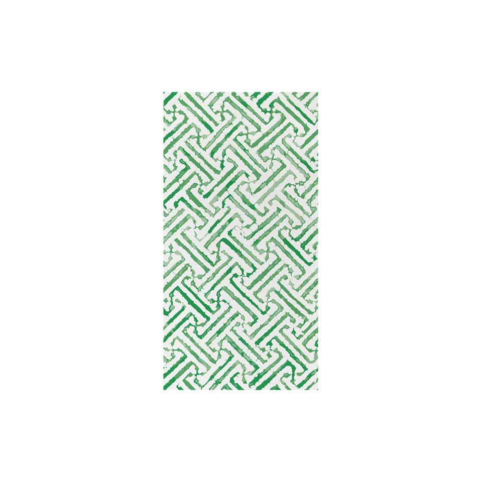 Greek Key Green Guest Towels (Pack of 20)