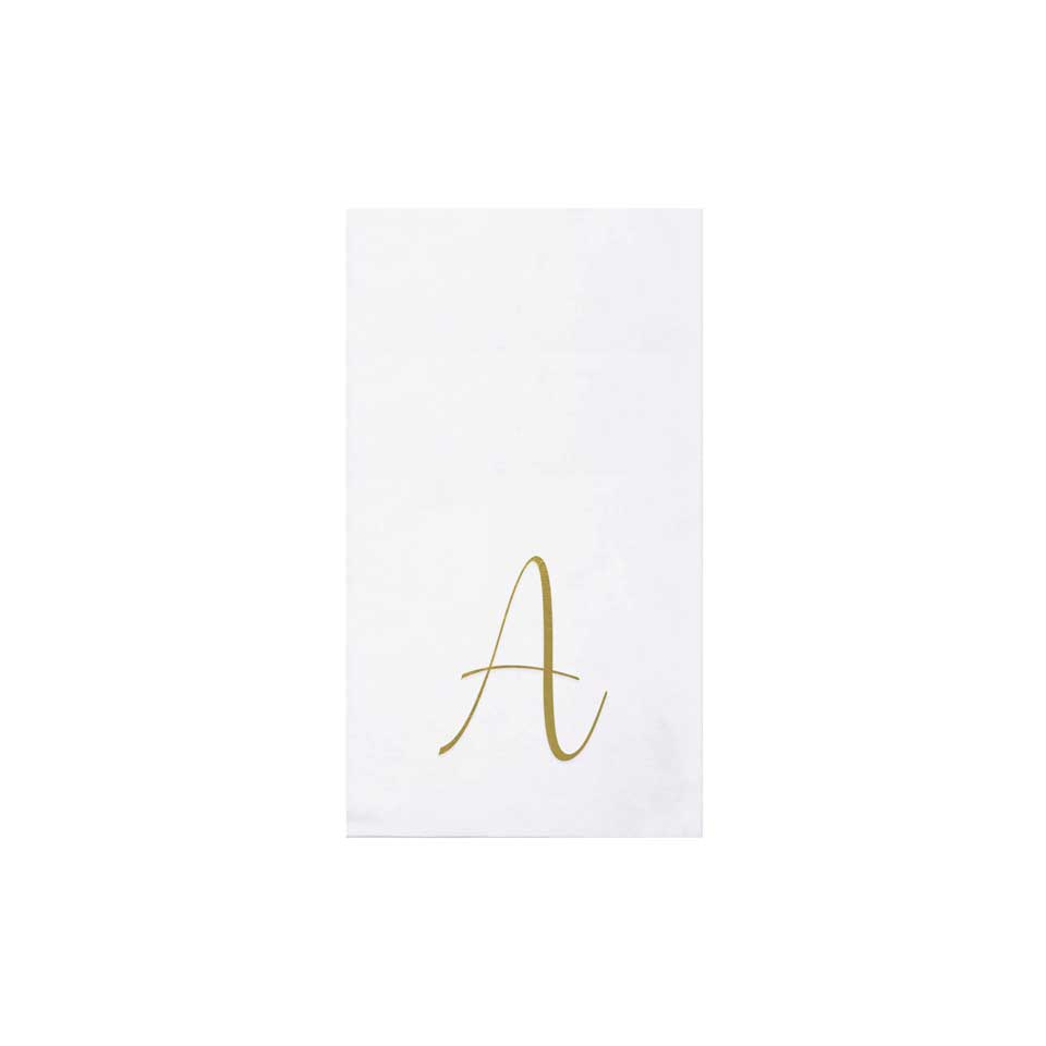Gold Monogram Guest Towels - A (Pack of 20)