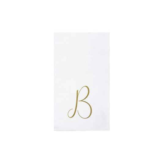 Gold Monogram Guest Towels - B (Pack of 20)