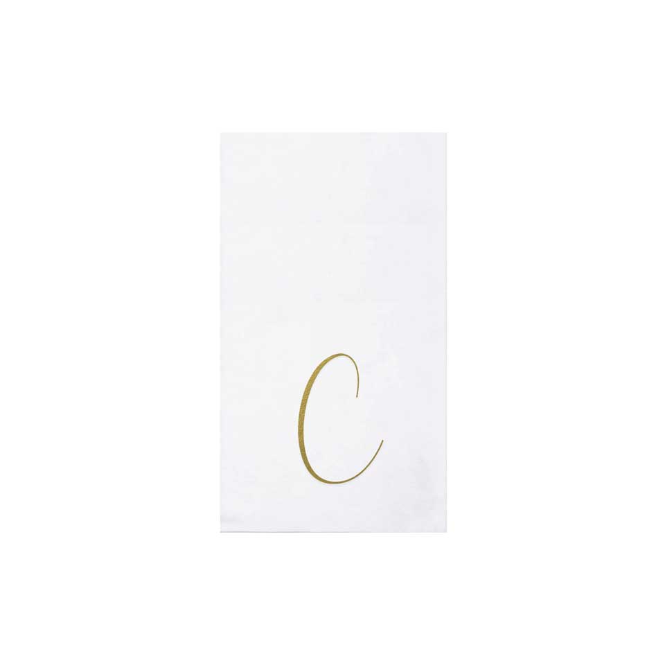 Gold Monogram Guest Towels - C (Pack of 20)