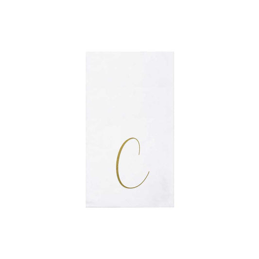 Gold Monogram Guest Towels - C (Pack of 20)
