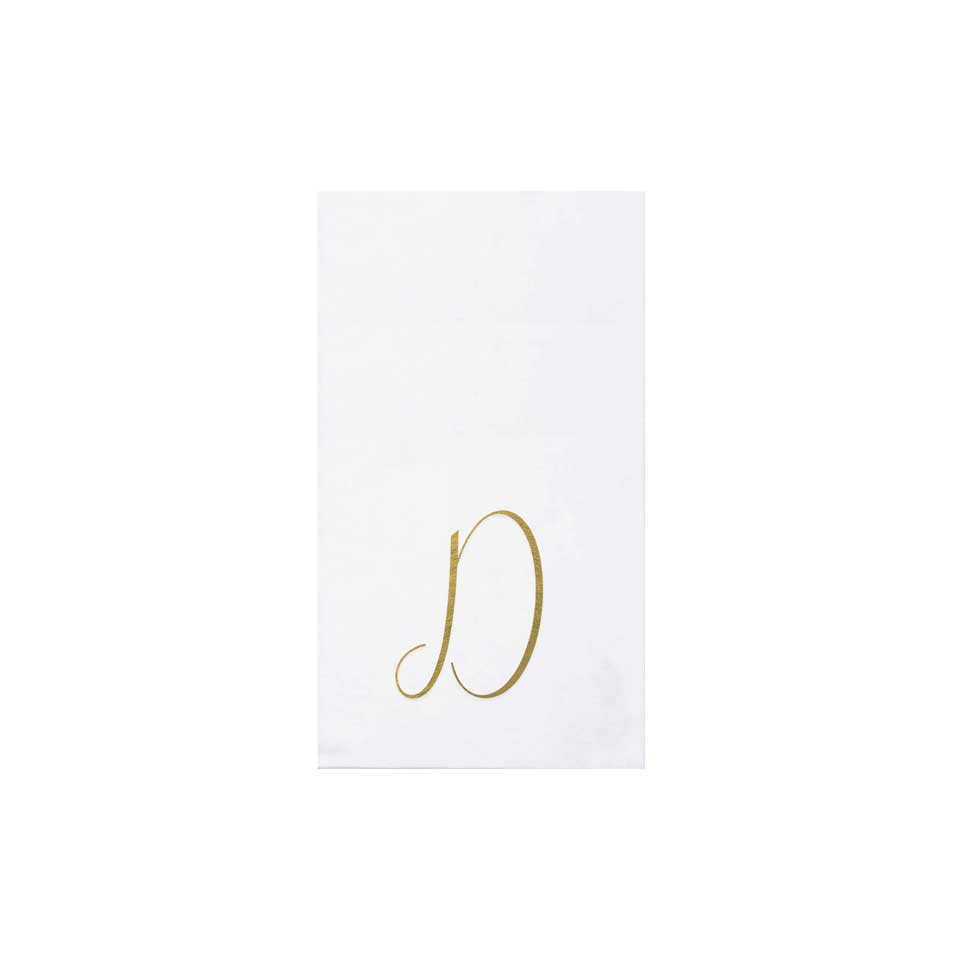 Gold Monogram Guest Towels - D (Pack of 20)