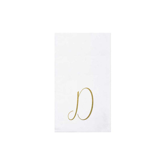 Gold Monogram Guest Towels - D (Pack of 20)