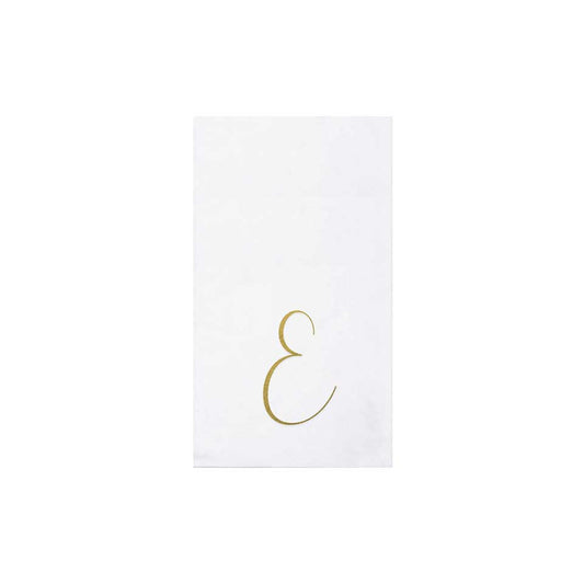Gold Monogram Guest Towels - E (Pack of 20)