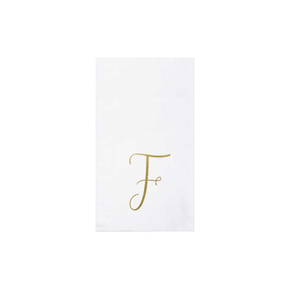 Gold Monogram Guest Towels - F (Pack of 20)