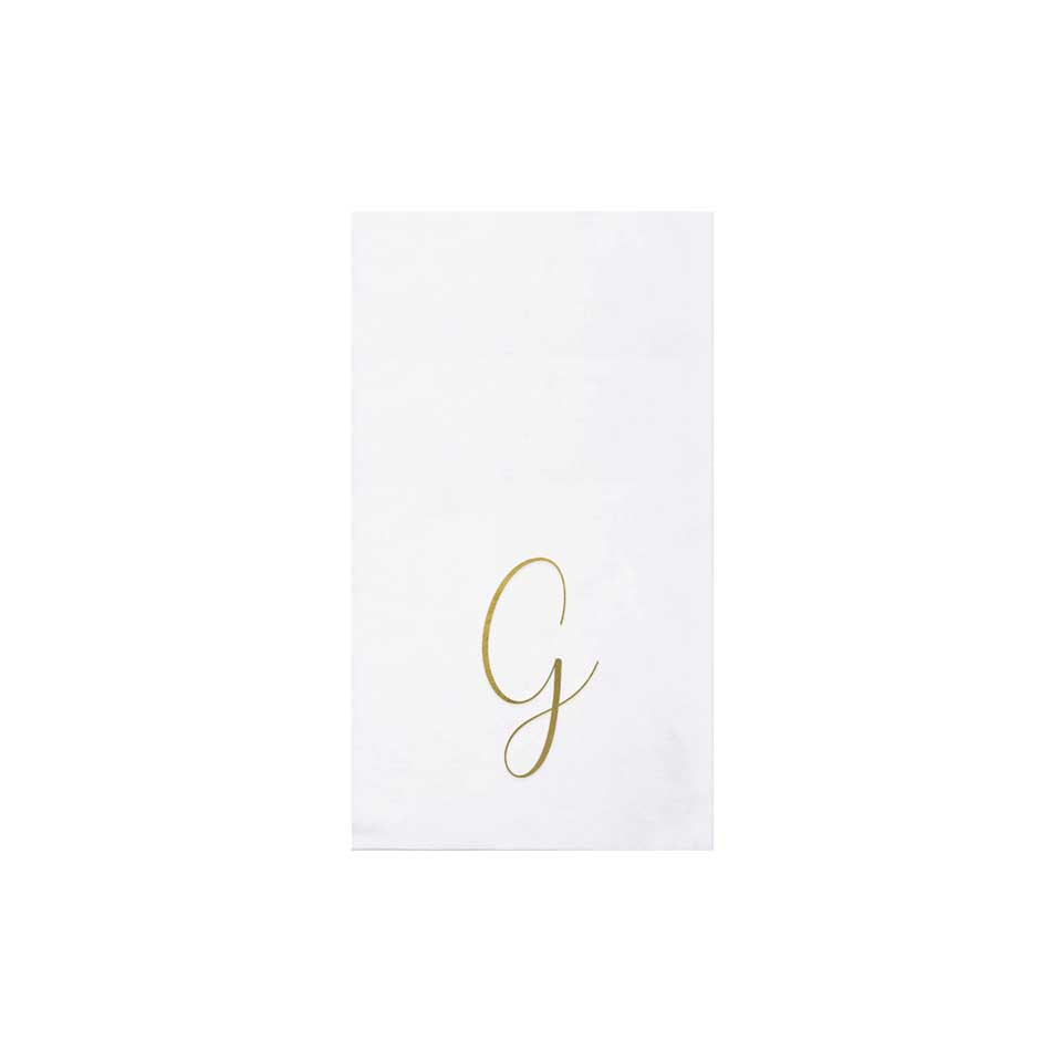 Gold Monogram Guest Towels - G (Pack of 20)
