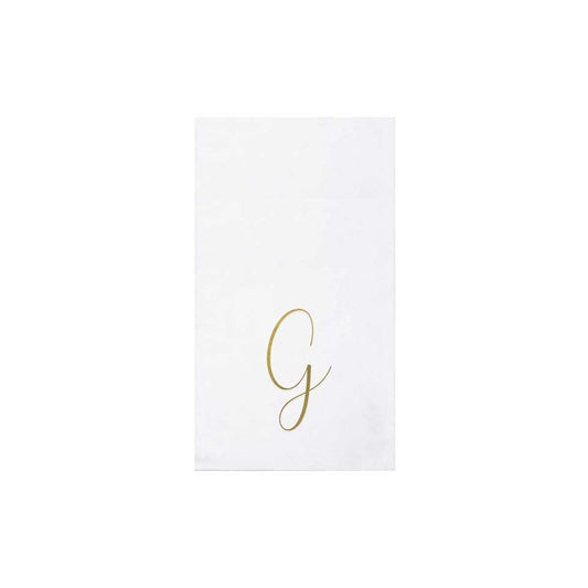 Gold Monogram Guest Towels - G (Pack of 20)