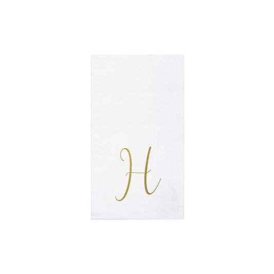 Gold Monogram Guest Towels - H (Pack of 20)