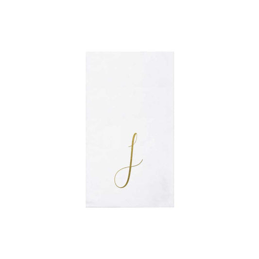 Gold Monogram Guest Towels - J (Pack of 20)