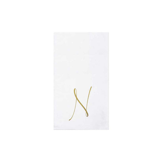 Gold Monogram Guest Towels - N (Pack of 20)