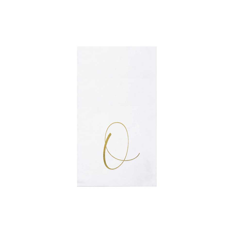 Gold Monogram Guest Towels - O (Pack of 20)