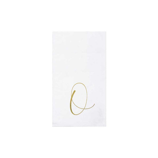 Gold Monogram Guest Towels - O (Pack of 20)