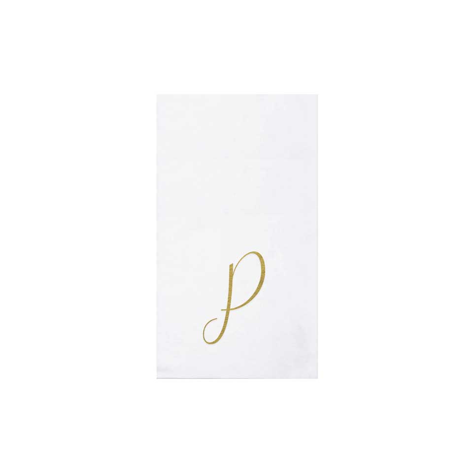 Gold Monogram Guest Towels - P (Pack of 20)