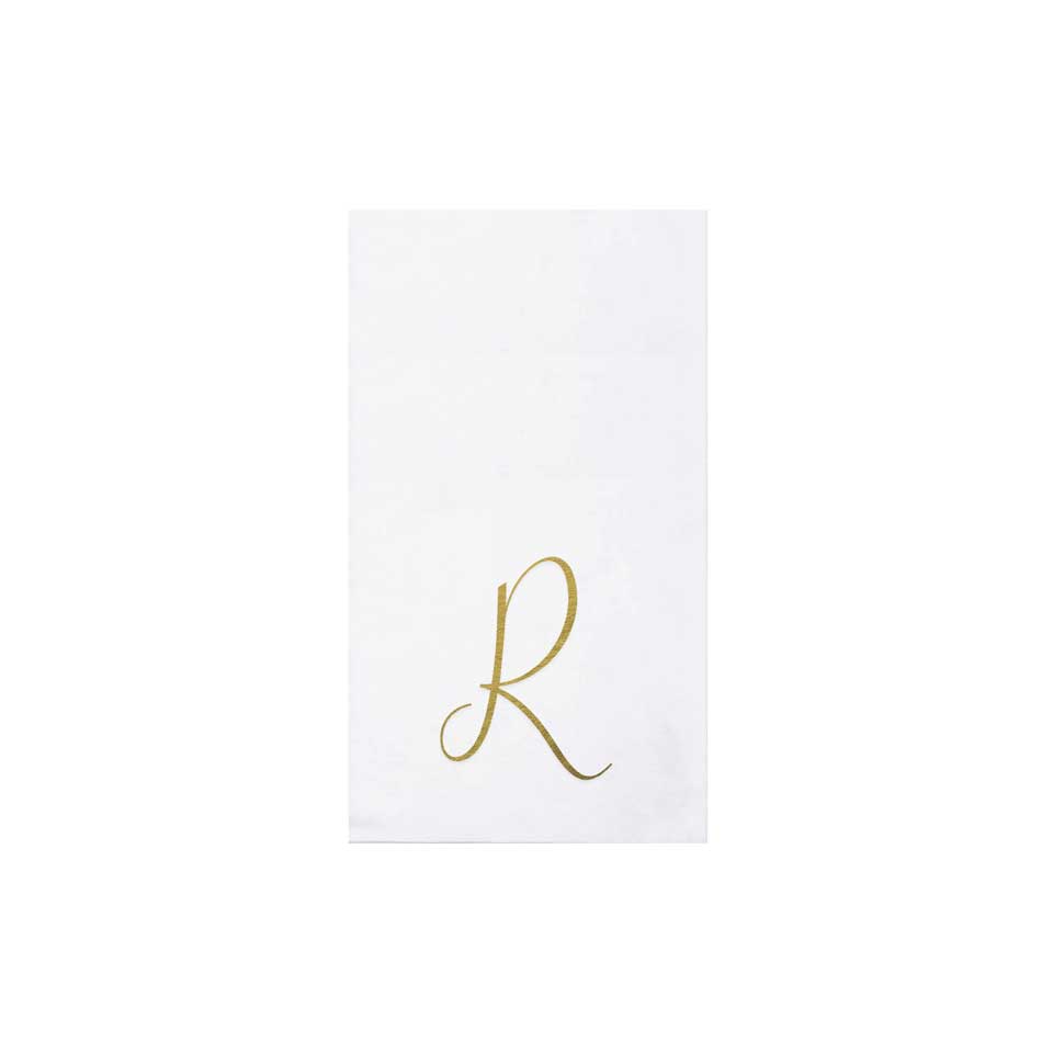 Gold Monogram Guest Towels - R (Pack of 20)