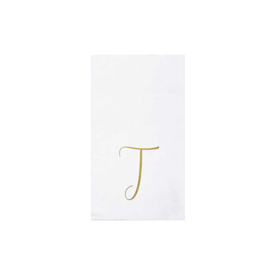 Gold Monogram Guest Towels - T (Pack of 20)